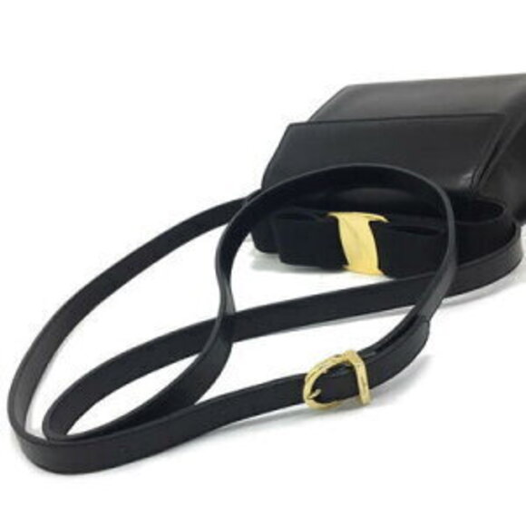 Salvatore Ferragamo Handbag Shoulder Bag Leather Black - Picture 12 of 15